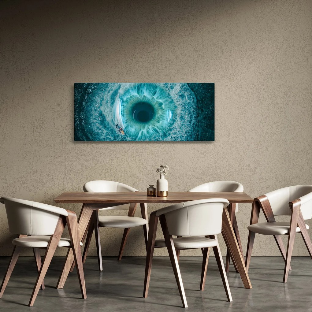 Tablou marea cu barca (120x50 cm)