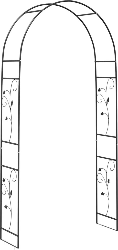vidaXL Arc de Grădină Floral Negru 115 x 37 x 231 cm