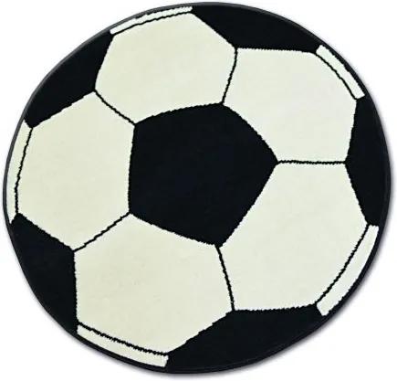 Covor BCF Base Fotbal crem si negru 3943 cerc 100 cm