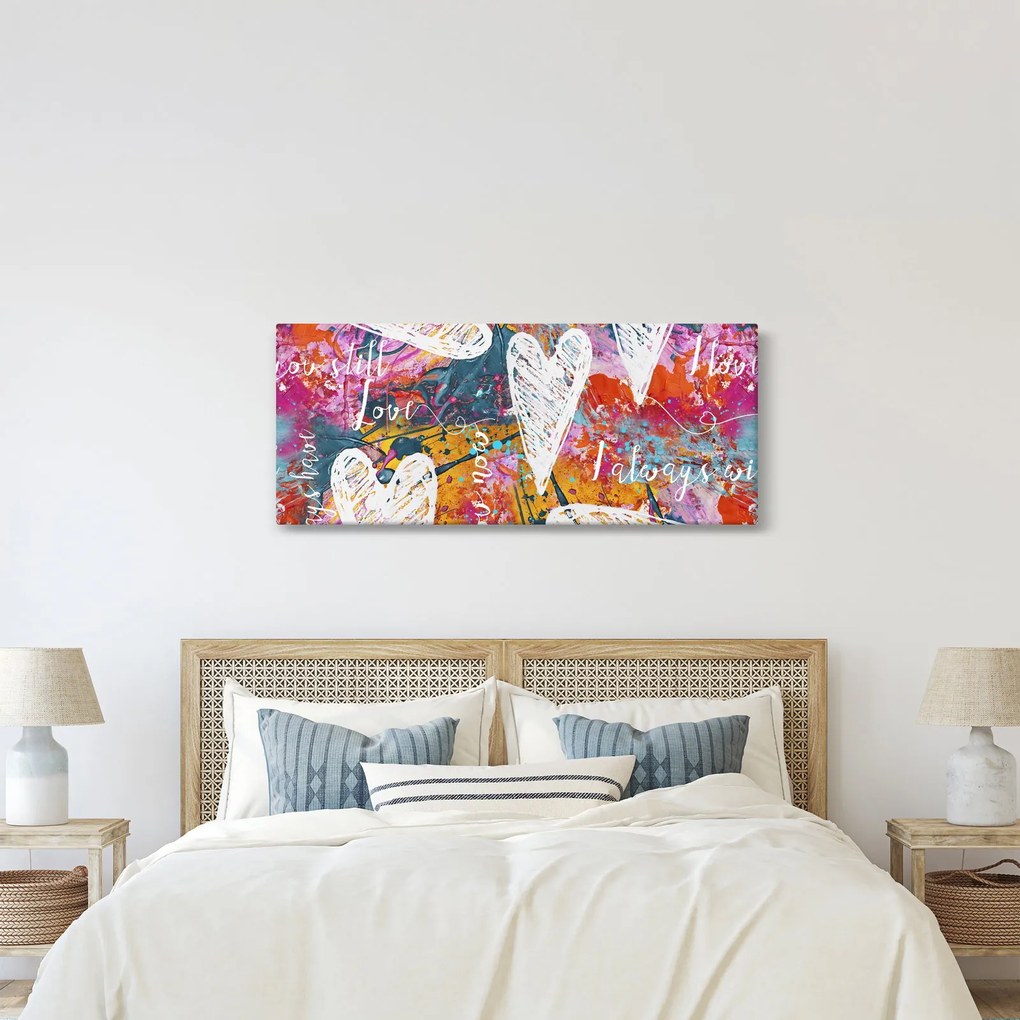 Tablou - Inima pe un fundal abstract (120x50 cm)