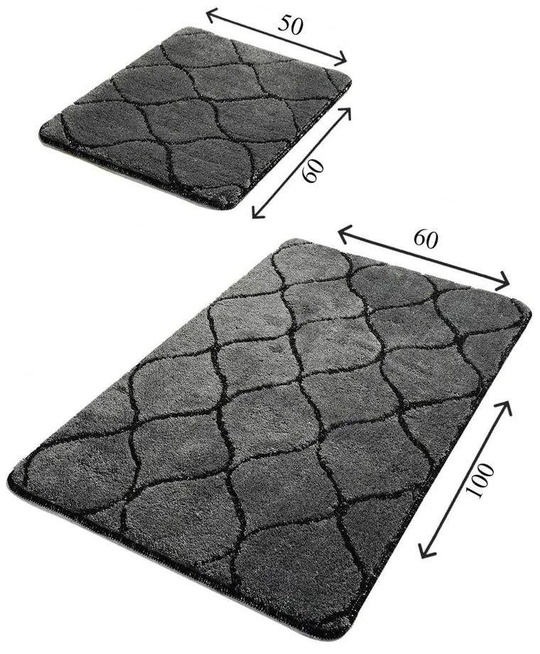 Set 2 covorașe dreptunghiulare de baie Foutastic Wave, gri închis