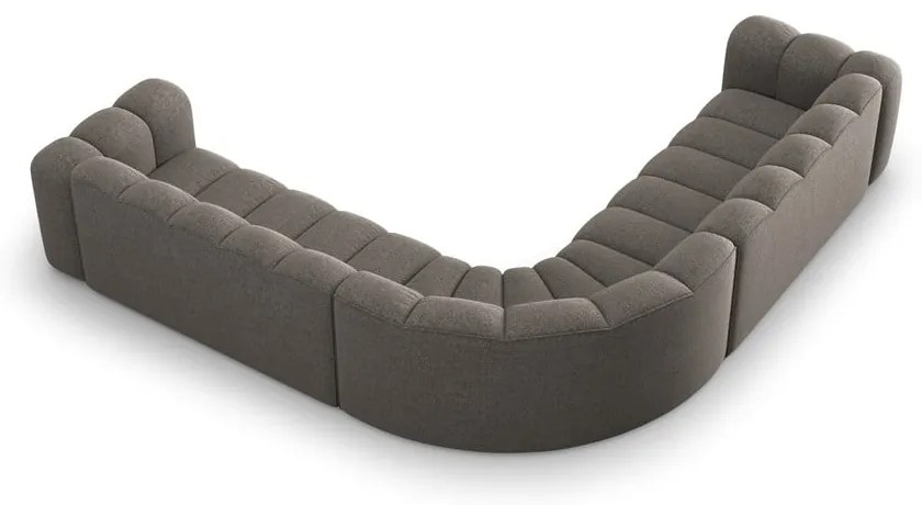 Colțar modular gri închis cu tapițerie din chenille Lupine – Micadoni