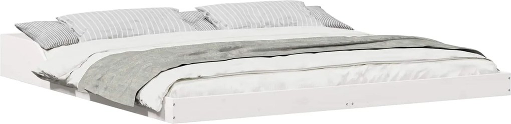 vidaXL Cadru de pat Alb 200 x 220 cm Lemn de pin masiv