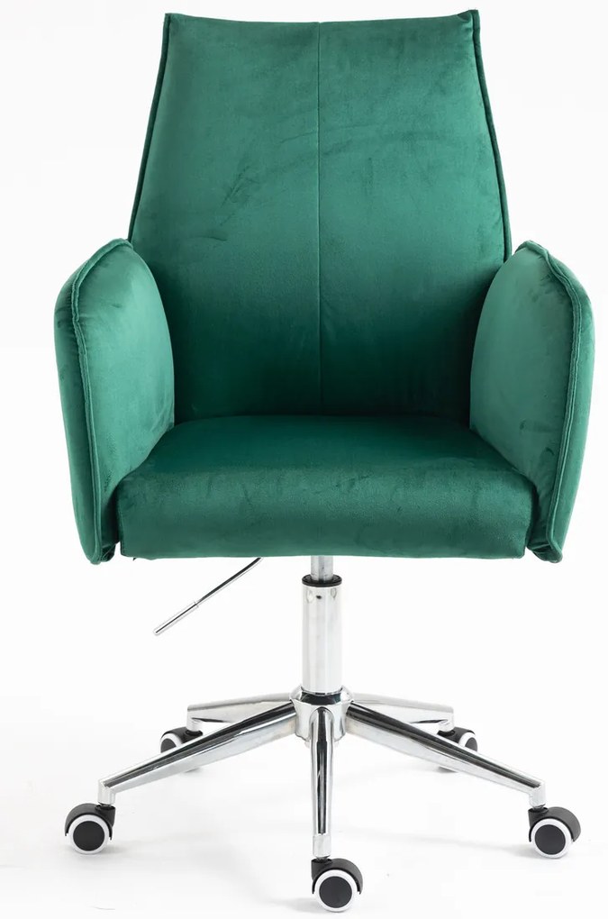 HR280K Scaun Verde din Catifea cu Bază Cromata