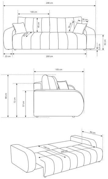 Canapea extensibilă cu 3 locuri DESIO, bej