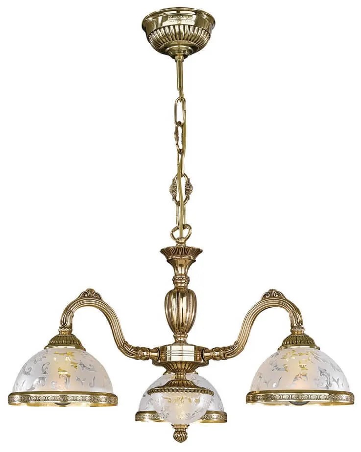 Lustra design clasic cu 3 brate din alama si sticla 6202