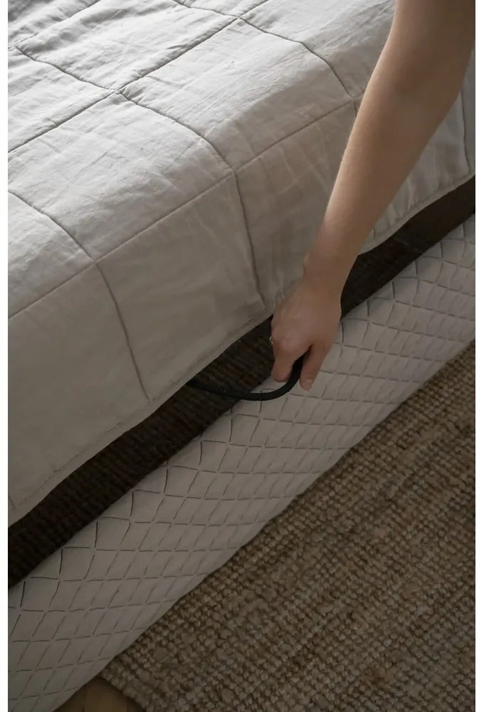 Pat bej de o persoană tapițat cu spațiu de depozitare și somieră 90x200 cm Sleepy Luna – Miuform