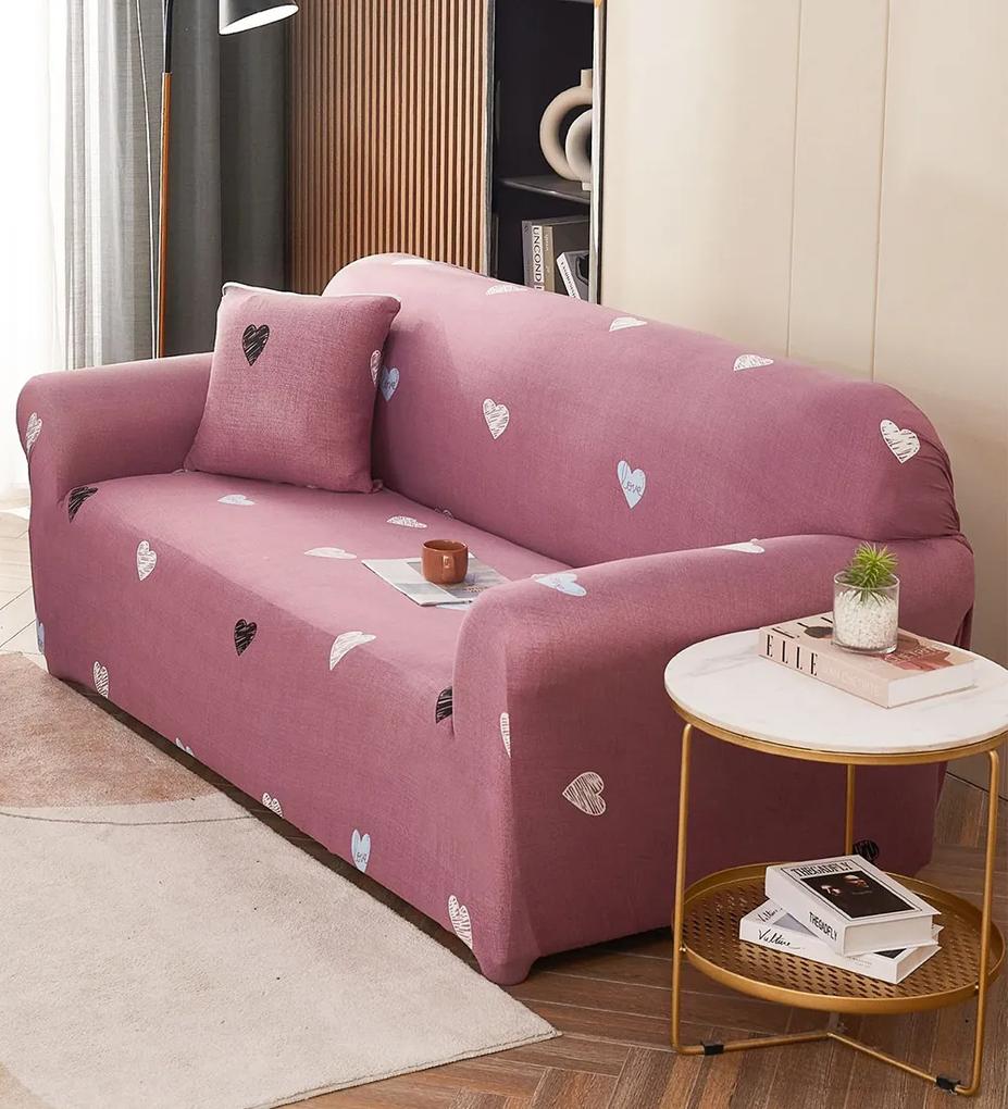 Husa elastica moderna pentru canapea 3 locuri, spandex / poliester, roz, HEJ3-25