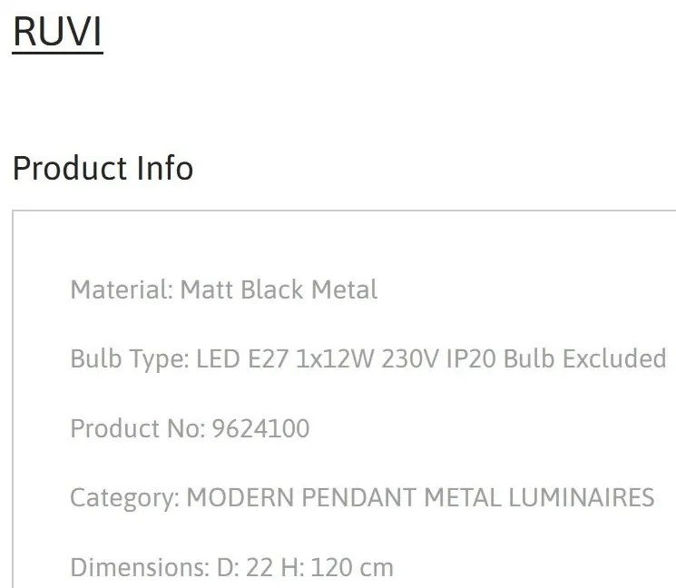 Lustra/Pendul metalic design retro RUVI negru