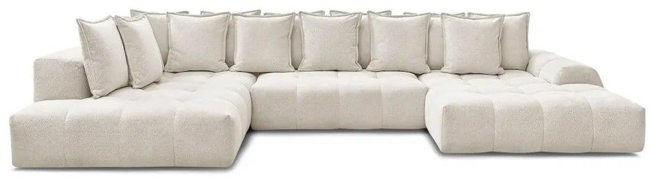 Colțar alb extensibil/cu spațiu de depozitare cu tapițerie din chenille (cu colț pe partea stângă/în formă de "U") Everest – Bobochic Paris