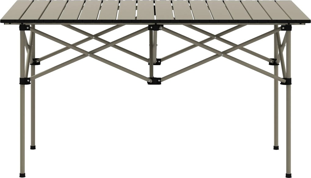 Outsunny Masă de camping pliabilă cu blat rulabil, masă de grădină din aluminiu pentru 2 persoane, 95 x 55 cm Khaki | Aosom Romania
