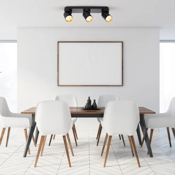 Spot ANDY 3xGU10/8W/230V negru/auriu