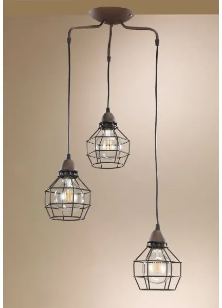 Lustră pe cablu ONLI SPIDER 3xE27/15W/230V negru/maro