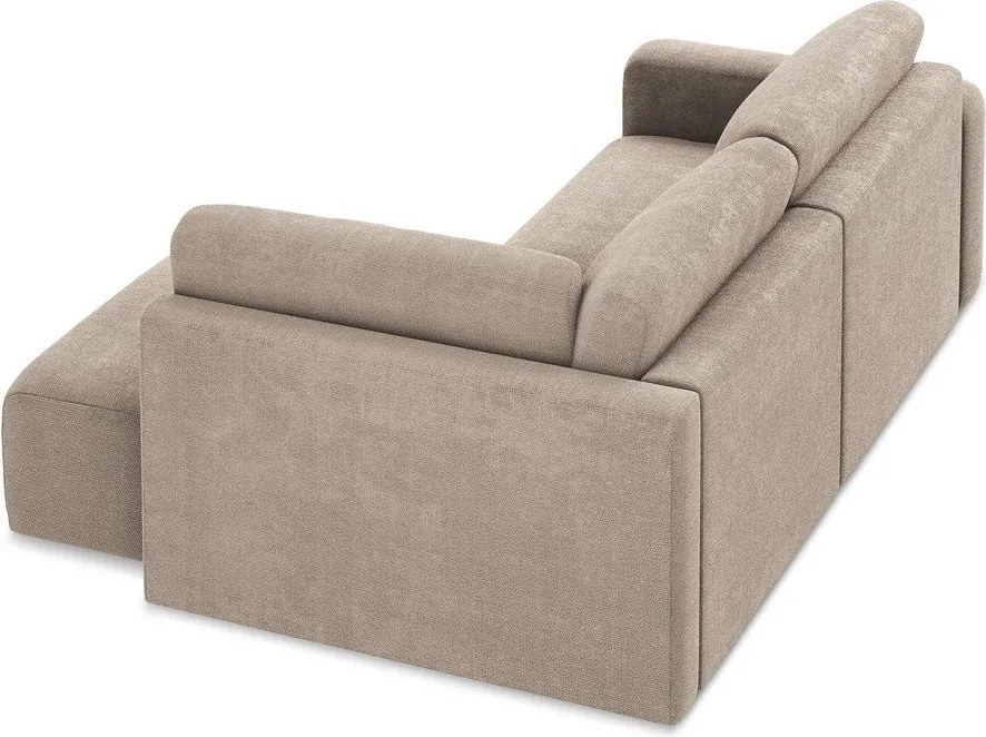 Colțar bej extensibil/cu spațiu de depozitare cu tapițerie din chenille (cu colț pe partea dreaptă/în formă de ”L”) Kona – Makamii