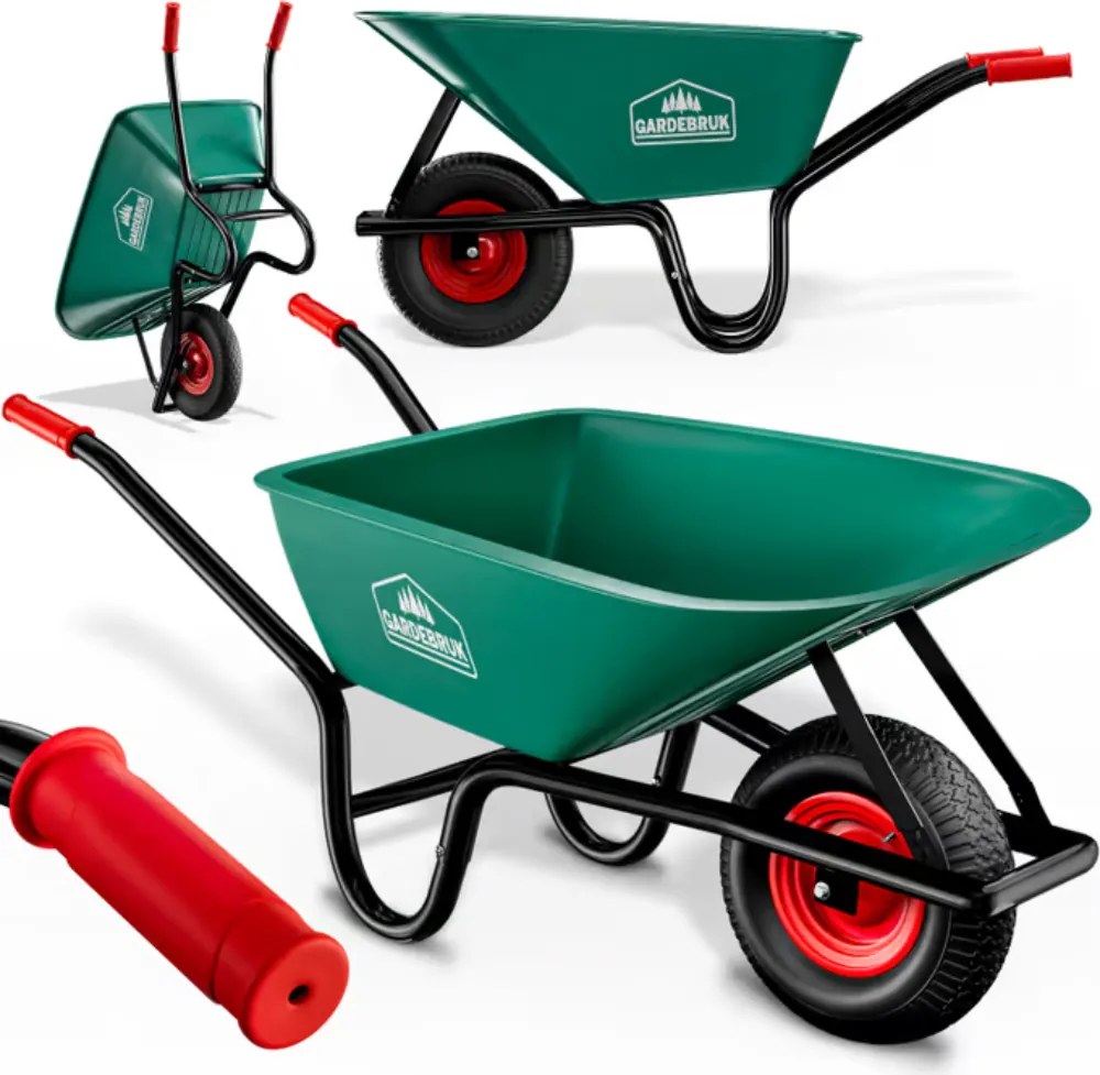 Roabă GREG cu cuvă din plastic, max. 100l/250kg, verde/negru Gardebruk