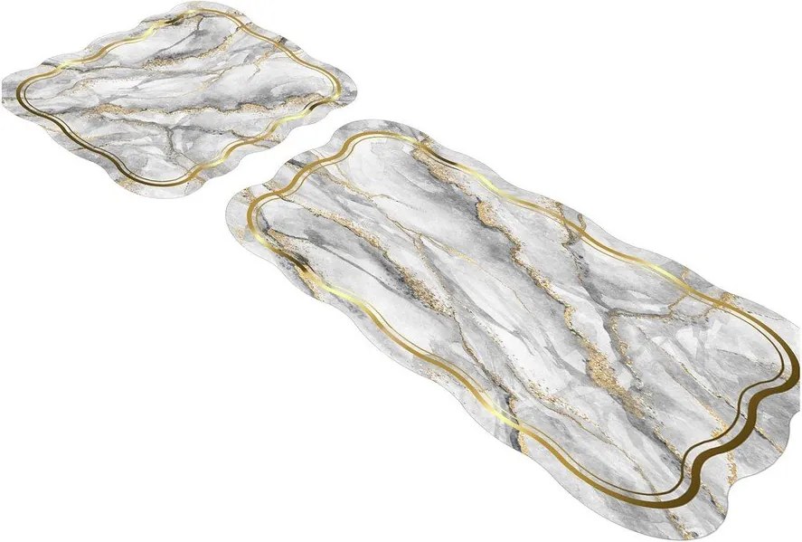 Covorașe de baie gri/aurii 2 buc. 60x100 cm – Foutastic