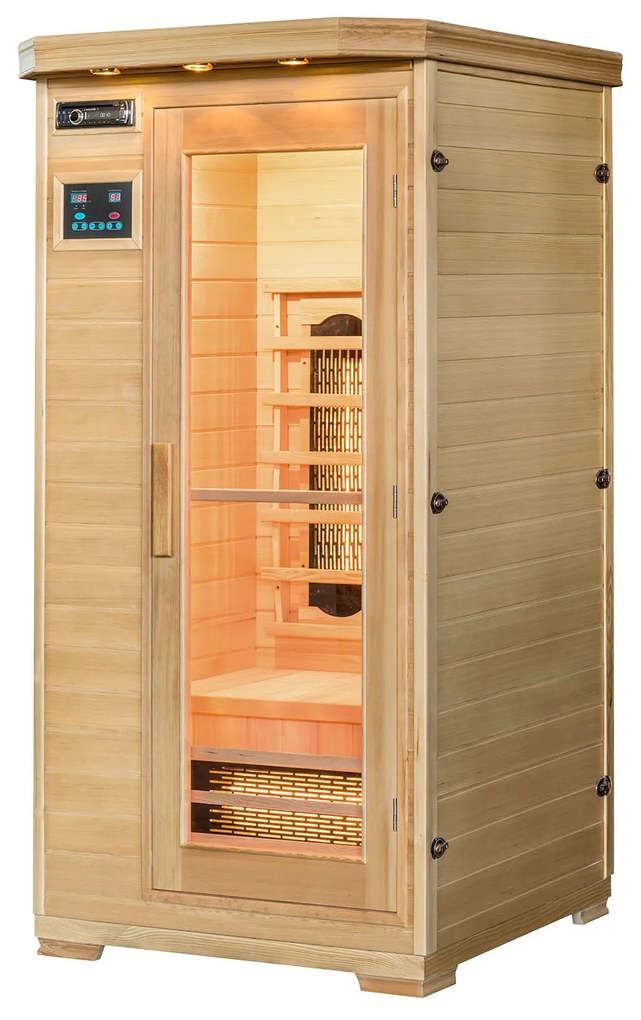 Infračervená sauna/ tepelná kabína Trondheim s plnospektrálnymi žiaričmi a drevom Hemlock