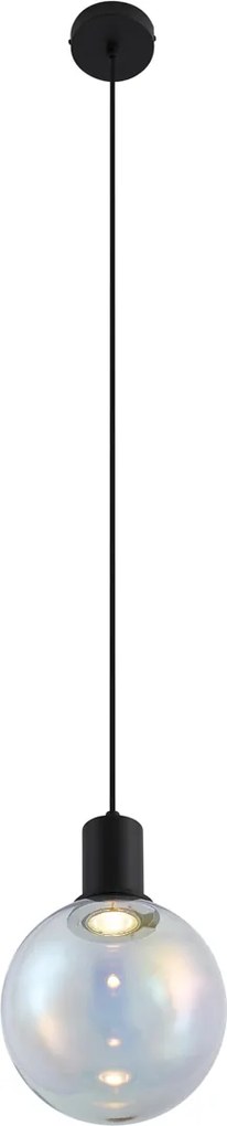 Lampă suspendată de design neagră cu sticlă curcubeu 20cm - Mallon