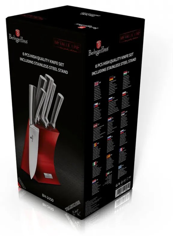 Set cutite otel inoxidabil (6 piese) Burgundy Metallic Line Berlinger Haus BH 2450
