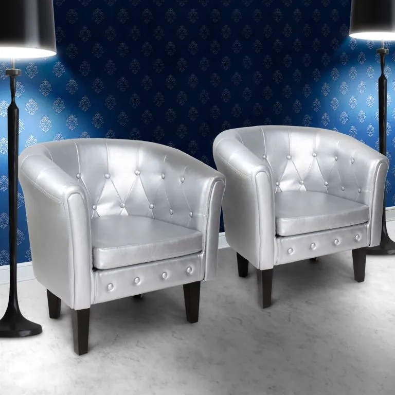 MIADOMODO MIADOMODO Set de fotolii Chesterfield, argintiu