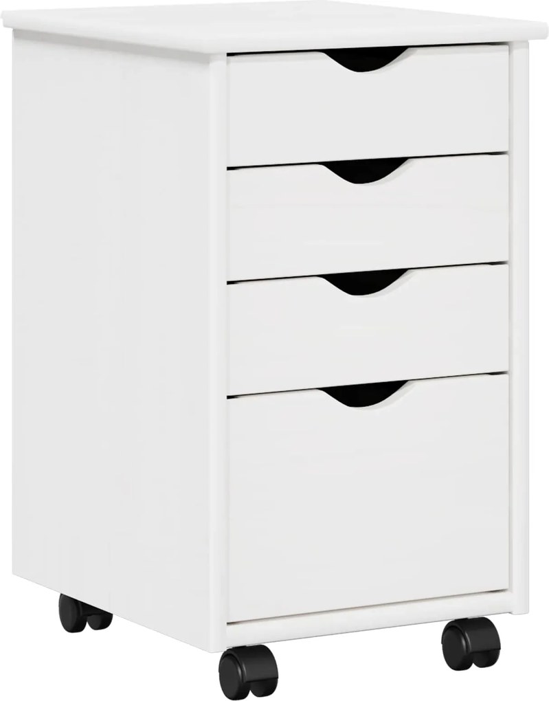 vidaXL Cabinet mobil cu roata Alb 34 x 39 x 56 cm Lemn masiv de pin