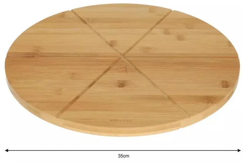 Platou taiere pizza Kinghoff KH 1565, 35 cm, Divizare 6 bucati, Bambus