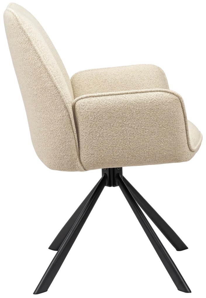 MAZZONI EXPORT YUNI Crem (material Monza 90) - SCAUN MODERN PIVOTANT TAPIȚAT BOUCLÉ PENTRU SALON/SUFRAGERIE/BIROU LOFT