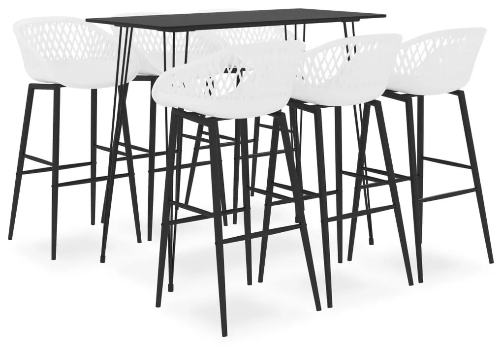 vidaXL Set mobilier de bar, 7 piese, negru și alb