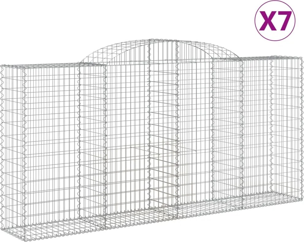 vidaXL Coșuri gabion arcuite 7 buc, 300x50x140/160cm, fier galvanizat