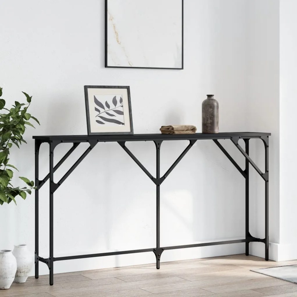 vidaXL Masă consolă, negru, 140x23x75 cm, lemn prelucrat