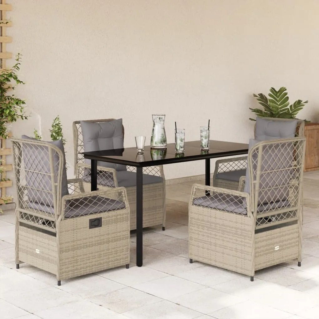 vidaXL Set mobilier de grădină cu perne, 5 piese, bej, poliratan