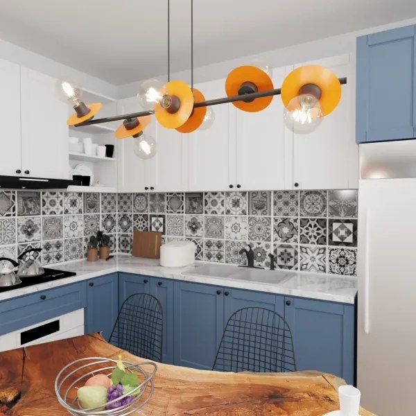 Lustră pe cablu TOKEN 6xE27/15W/230V portocaliu