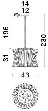 Lustra suspendata, cristale sticla ESTRELLA 43cm
