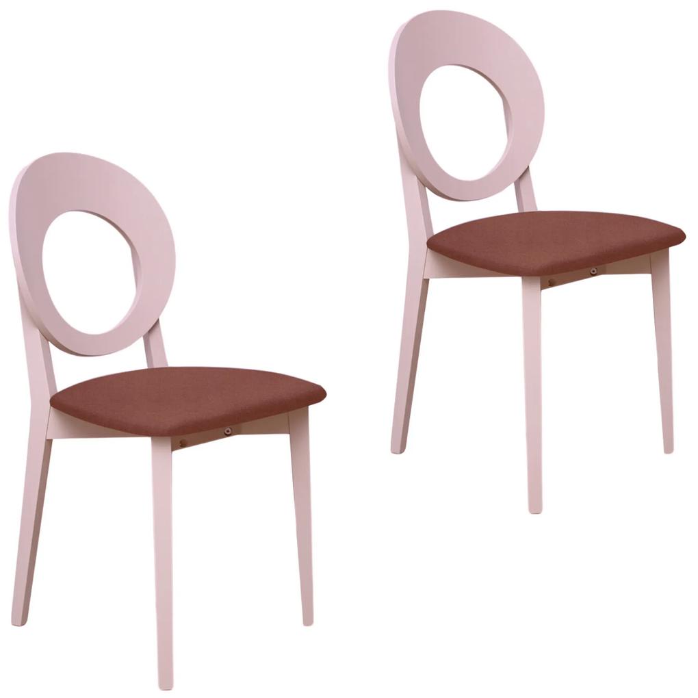 Set 2 scaune din lemn de fag Cosmo, cadru bej, textil Bonus New Cappuccino
