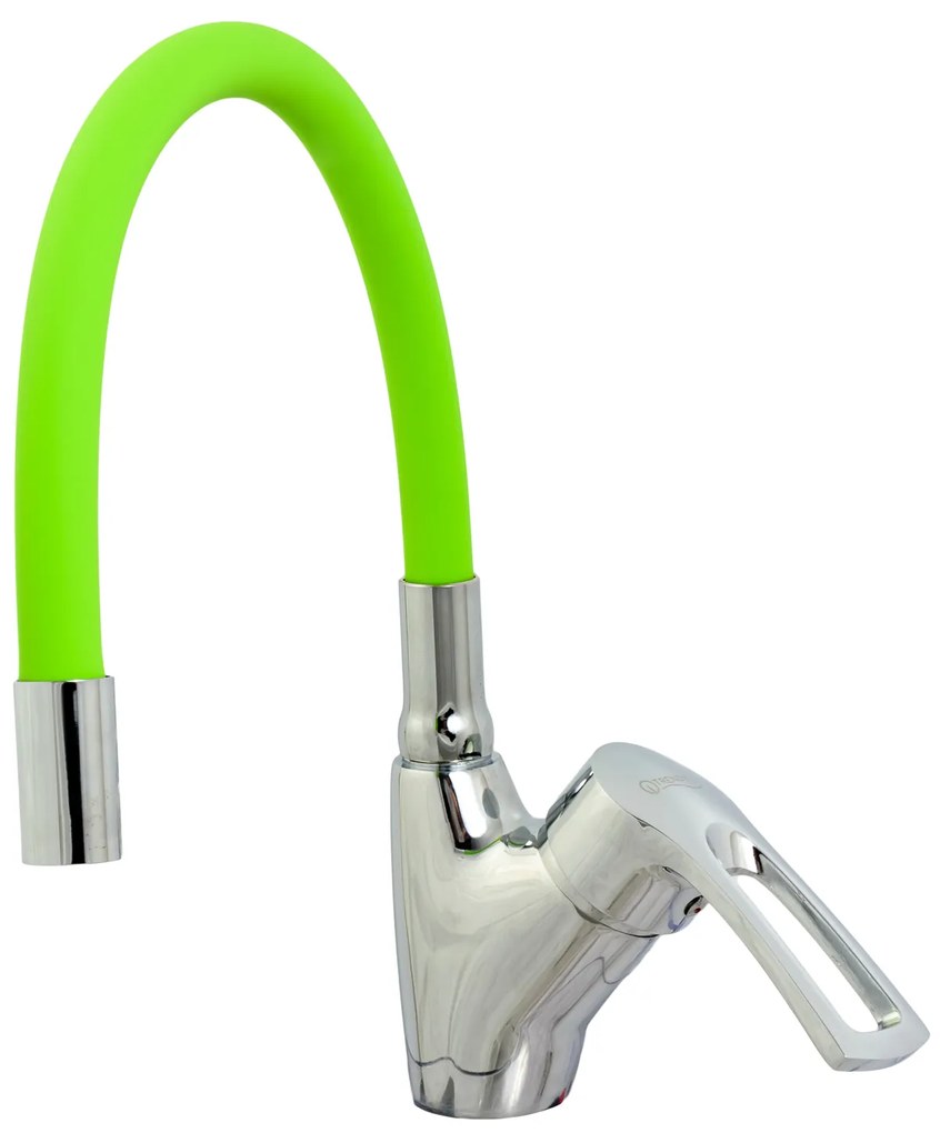 Baterie bucatarie , tip lebada , pipa flexibila verde , TRENDY S