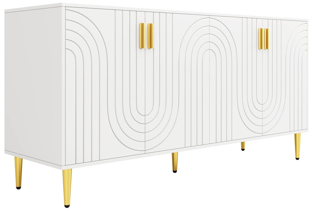 Comodă elegantă cu design unic cu valuri, Alb | Aosom Romania