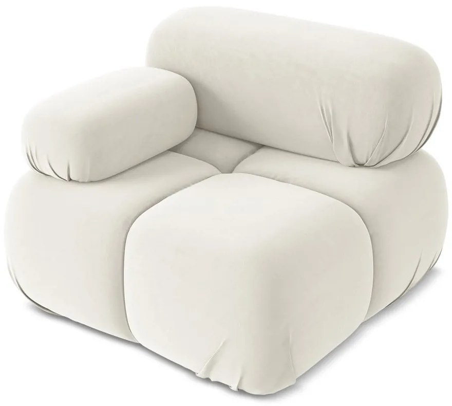 Modul pentru canapea modulară alb cu tapițerie din catifea (cu colț pe partea stângă) Lokua – Makamii