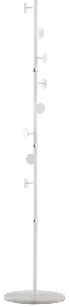 HOMCOM Cuier Înalt cu 8 Cârlige și Bază Rotundă, Cuier de Podea din Oțel și Marmură, 35x35x170 cm, Alb | Aosom Romania