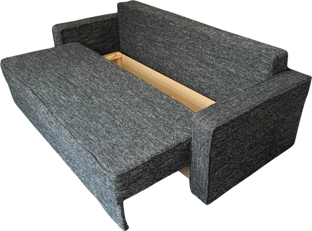 Canapea LARISA extensibila, 3 locuri, lada de depozitare, stofa gri inchis, 220x95x85 Stofa, Gri Inchis