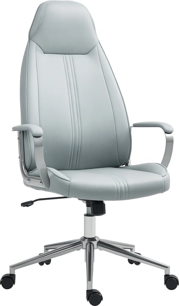 HOMCOM Fotoliu birou fauteuil de birou înălțime reglabilă funcție de balans cu rotile pivotante 68 x 65 x 119-128,5 cm gri | Aosom Romania