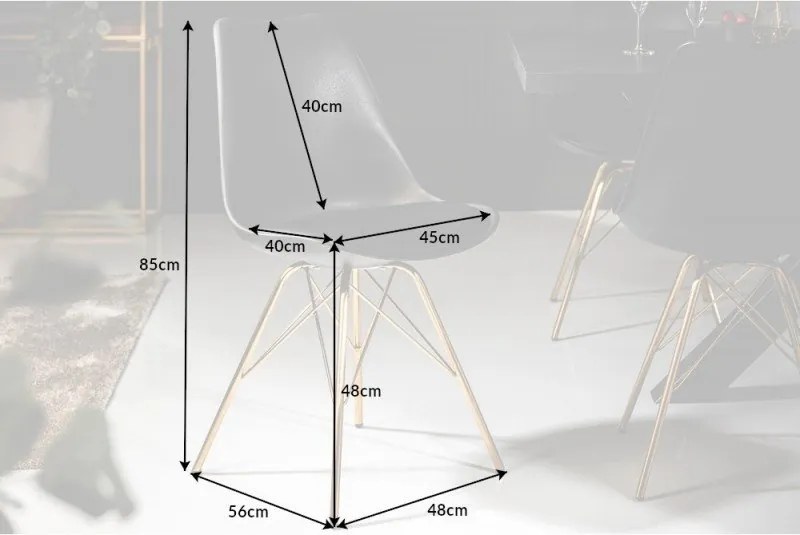 Set de 4 scaune Scandinavia negru/ auriu