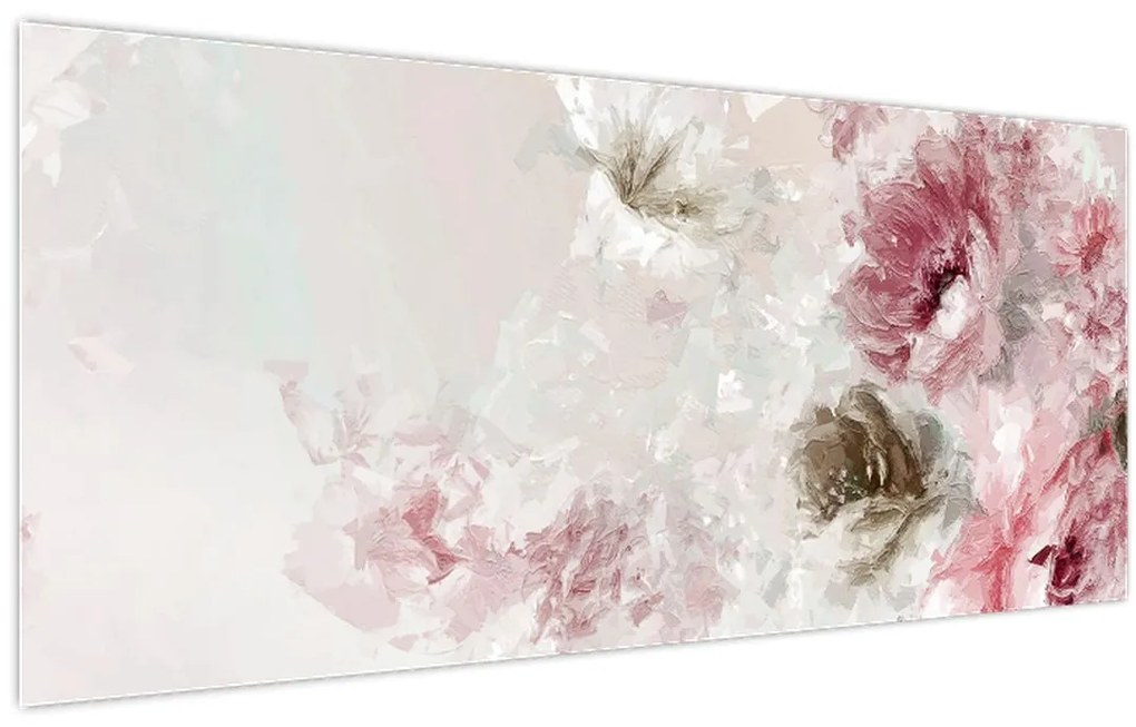 Tablou - Pictura flori roz (120x50 cm)