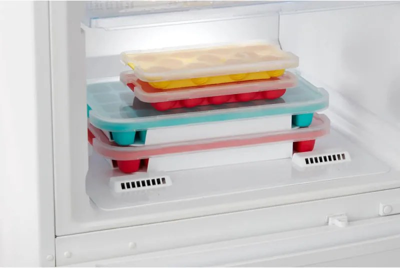 Forma cuburi de gheata cu capac Lekue 1009043, 23 x 11,8 x 3,2 cm, 14 cuburi dreptunghiulare, -40 +60°C, Rosu