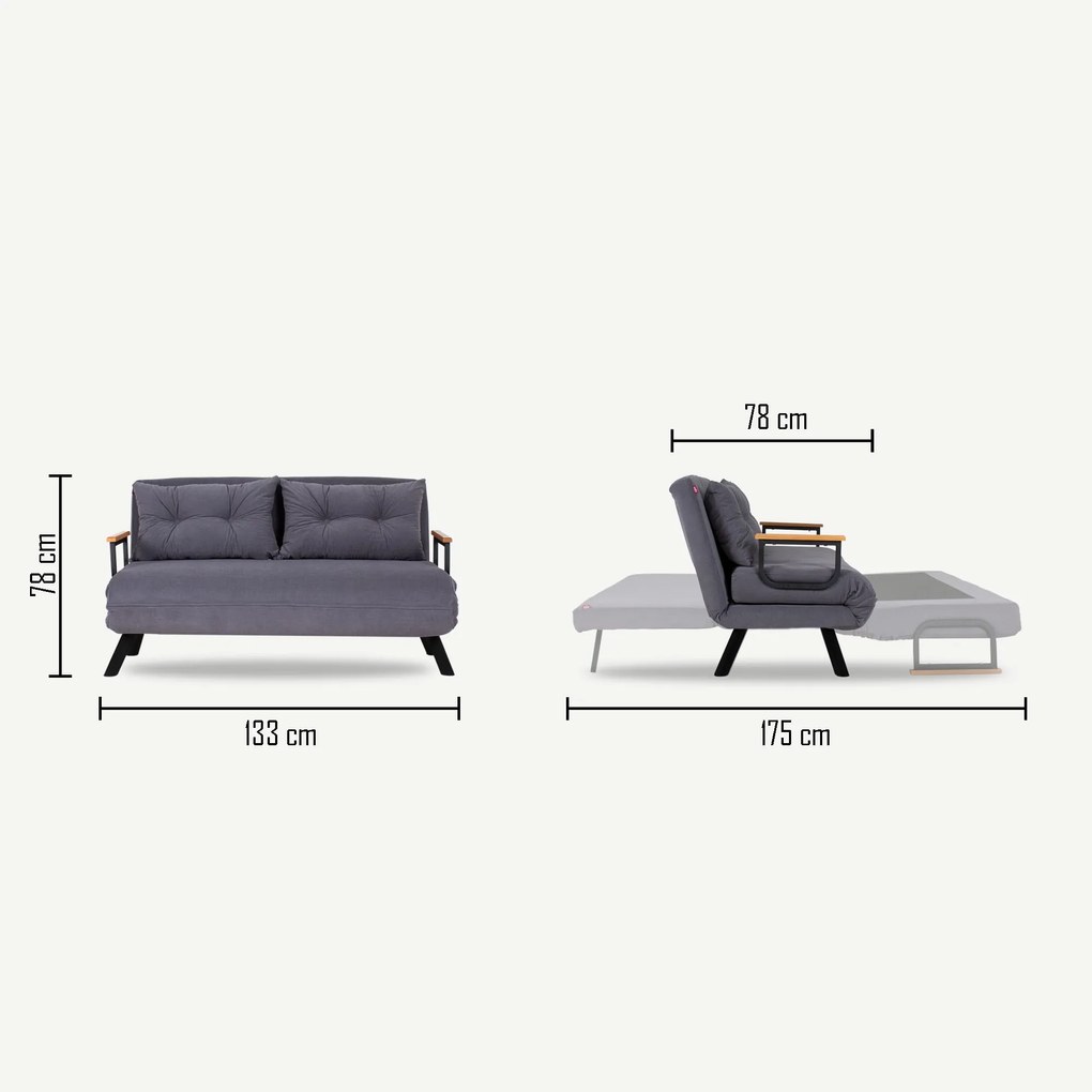 Canapea futon Sandy (Negru). 1062315