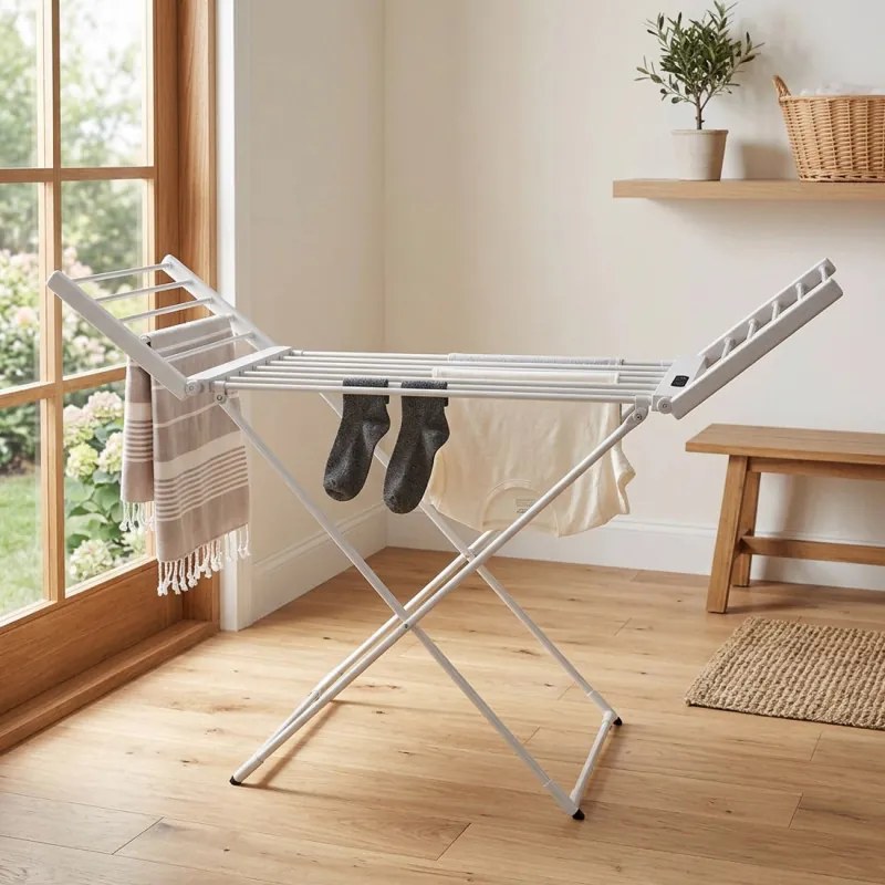 Uscator electric pentru rufe NostroLux NL1975A, 260 W, 45-70 °C, Timer, Afisaj, Alb
