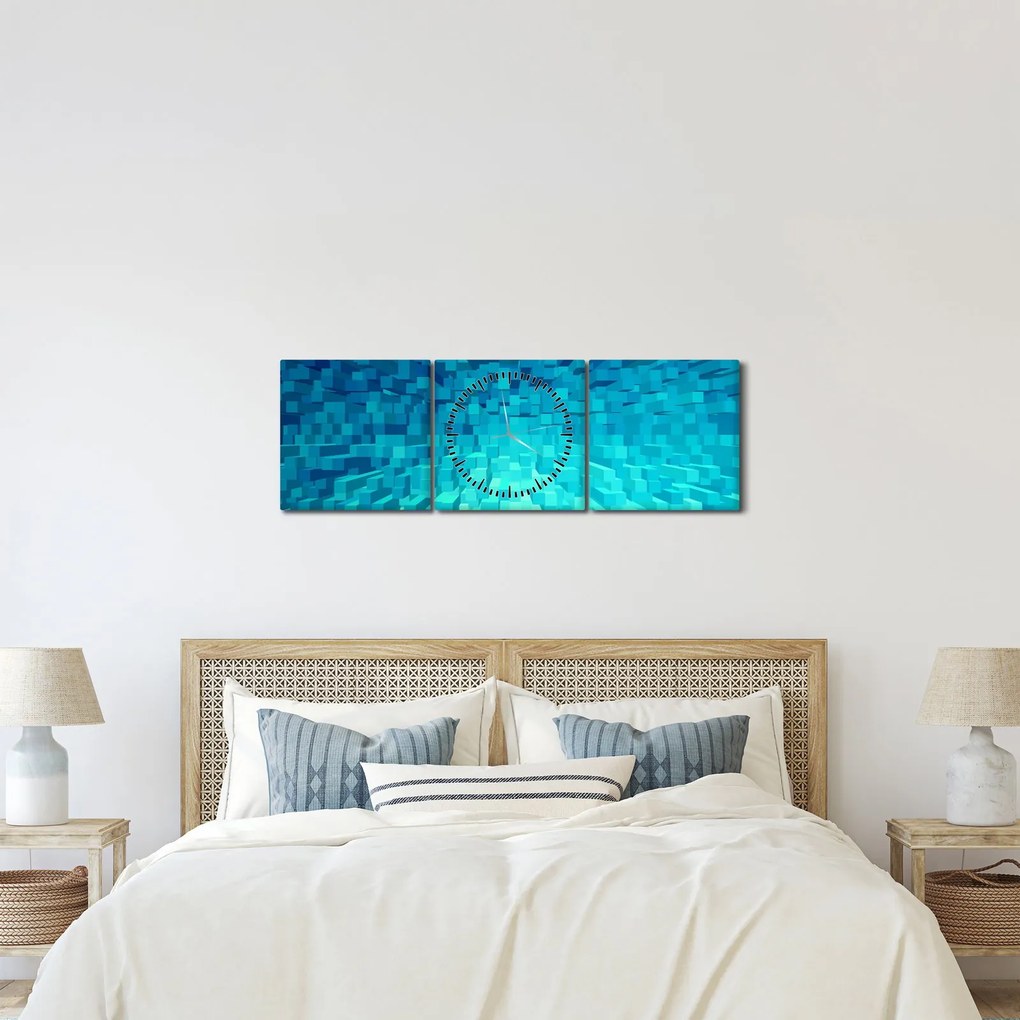 Tabloul - cuburi abstracte (cu ceas) (90x30 cm)