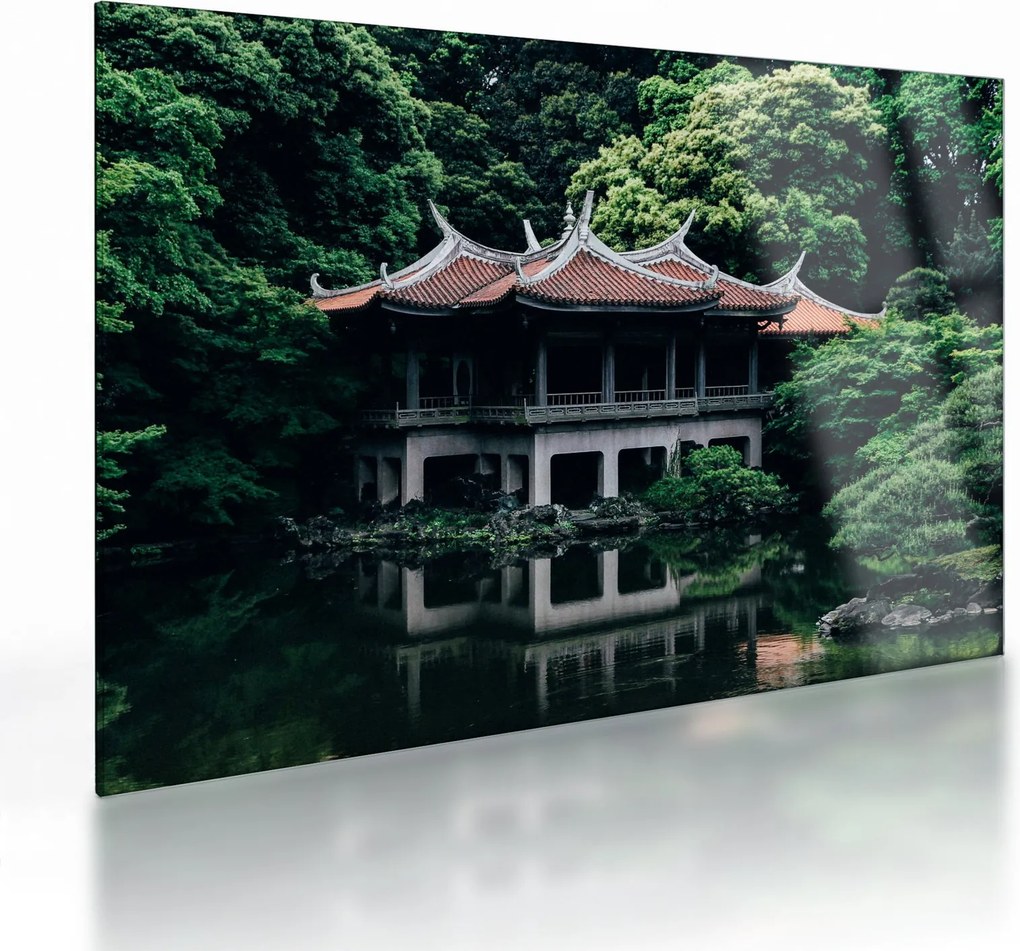 Tablou pe sticlă cu grădina japoneză națională (70x50 cm)