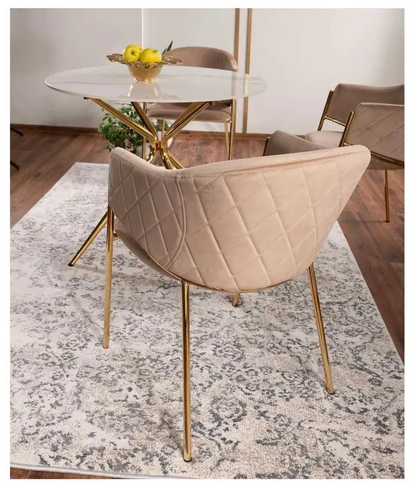 Scaun de bucătărie Serilda Velvet II, bej / auriu