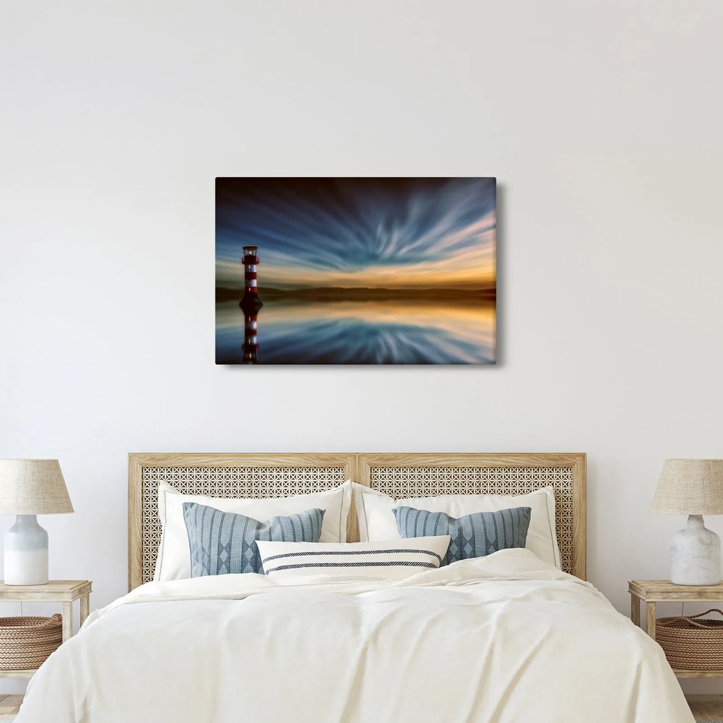 Tablou cu farul în mare (90x60 cm)