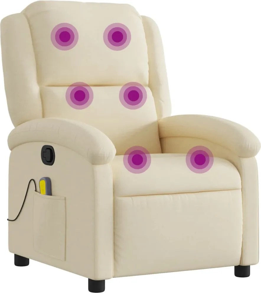vidaXL Fotoliu rabatabil de masaj, crem, material textil
